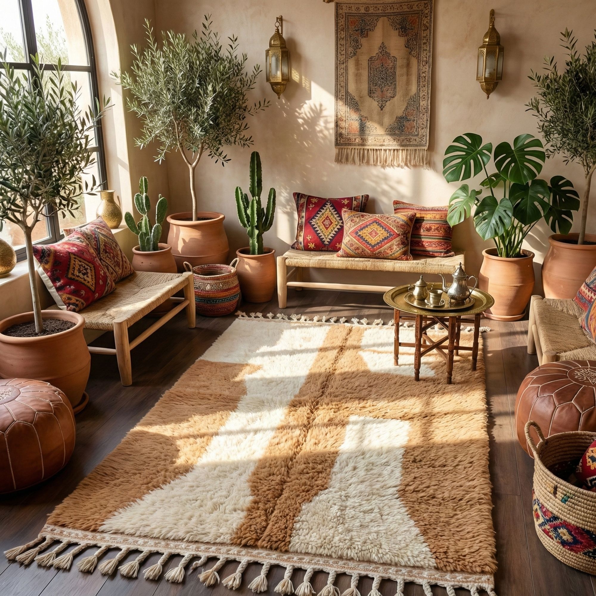Azilal Carpet — Hand-Knotted Ivory Azilal Wool Rug - Medium Studio